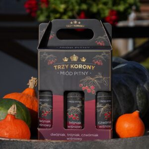 Zestaw trzech miodów pitnych - projekt Trzy Korony - butelki 375 ml