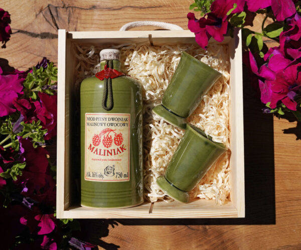Zestaw upominkowy - dwójniak Maliniak z kubeczkami 150 ml