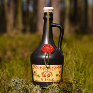 Miód pitny dwójniak Wiśniak w butelce ceramicznej 500 ml