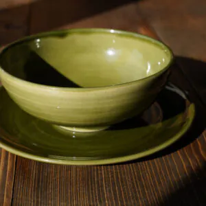 Komplet - miska 17cm plus talerz 22cm - zielone
