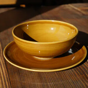Komplet - miska 17cm plus talerz 22cm - miodowe